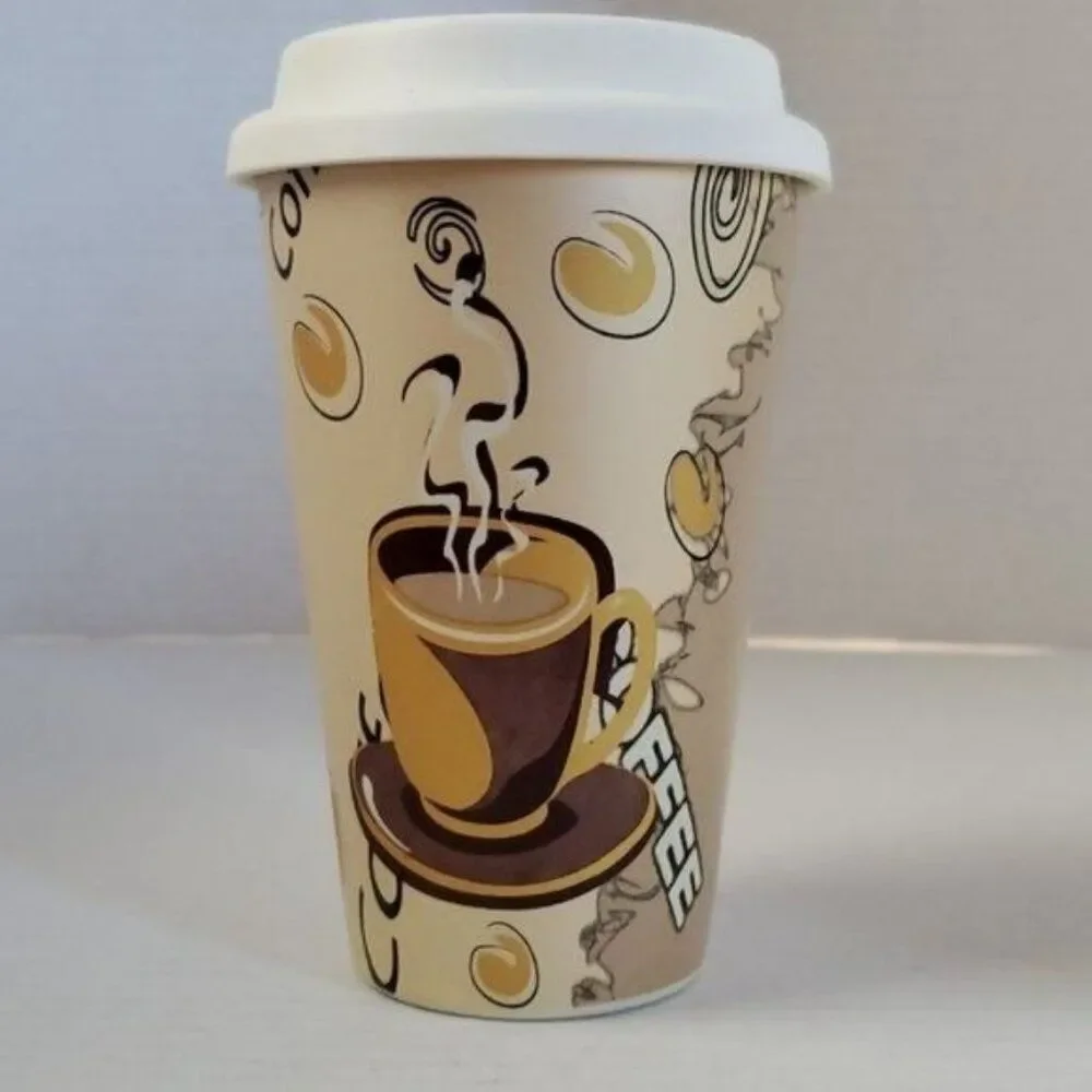 Ceramic Coffee Travel Tumbler Mug Cup  OUTER BANKS NORTH CAROLINA 12 FL OZ
